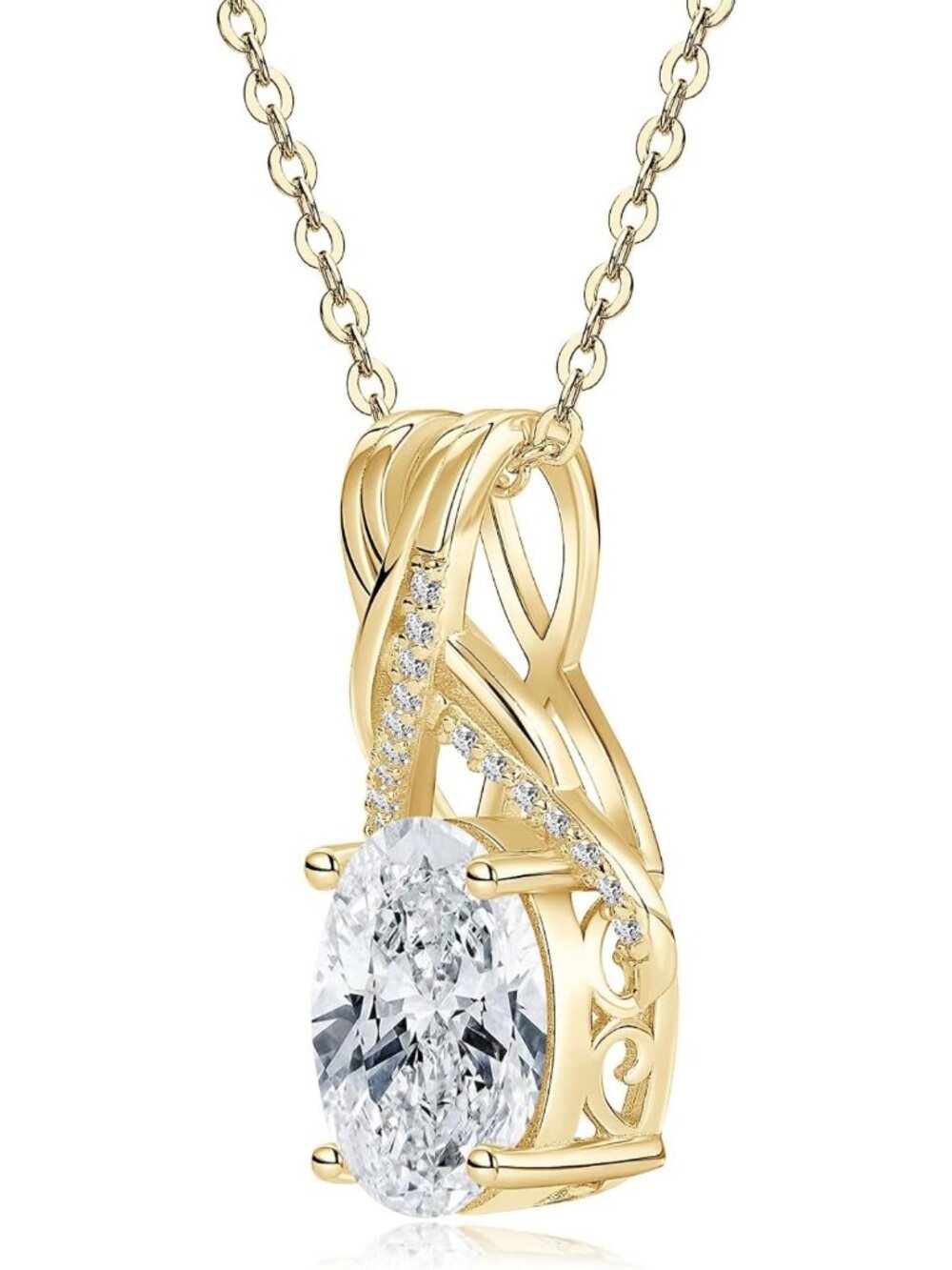 Stunning 3CT Oval Moissanite Infinity Pendant Necklace for Women - Elegant